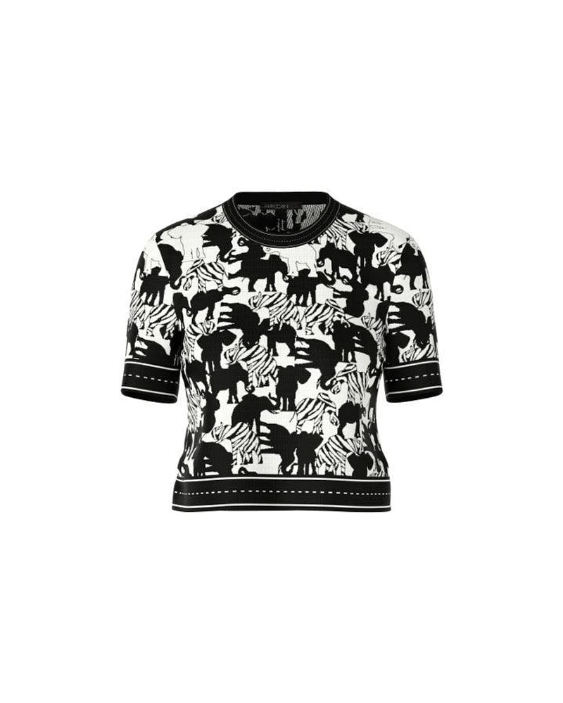 Marc Cain Elephant Print Half Sleeve Pullover