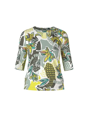 Marc Cain Fruity Floral Print Rib Tee