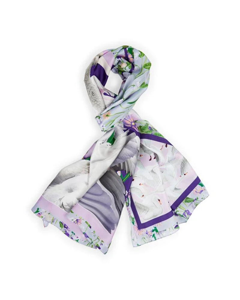 Marc Cain Lavender Floral Silk Scarf