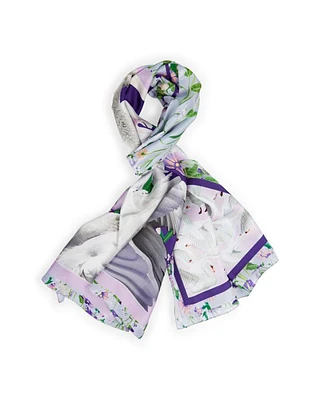 Marc Cain Lavender Floral Silk Scarf