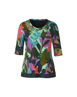 Marc Cain Leaf Print Half Sleeve Tee