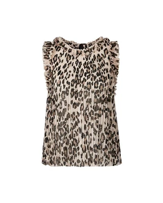 Leopard Print Pleated Top