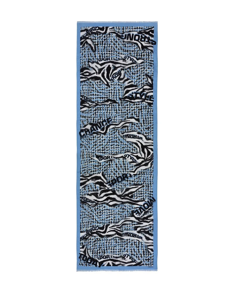 Long Zebra and Pepita Pattern Scarf