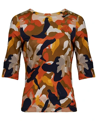 Orange Camo Print Top