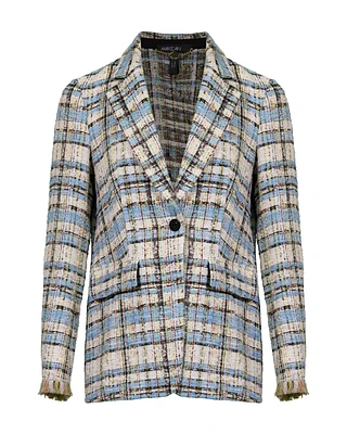 Oversized Tweed Plaid Blazer