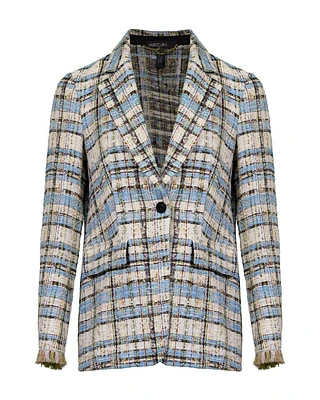 Oversized Tweed Plaid Blazer