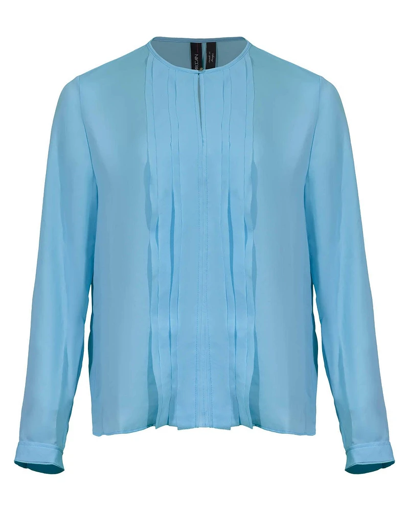Pleat Front Blouse Blue Topaz