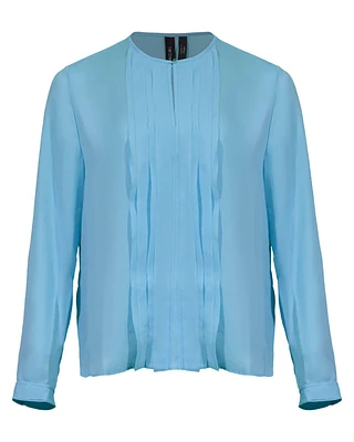 Pleat Front Blouse Blue Topaz