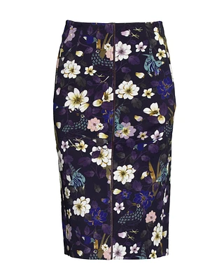 Print Pencil Skirt Pleat Detail