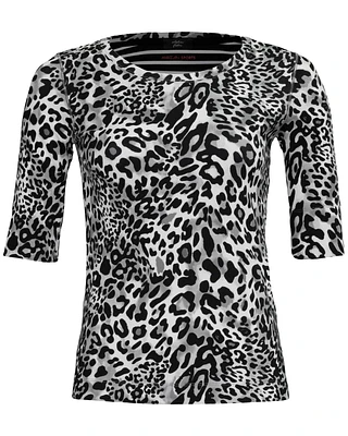 Rib Leopard Print T-Shirt