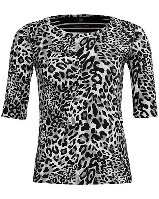 Rib Leopard Print T-Shirt