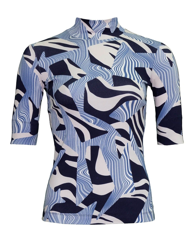 Rib Print Mock Top