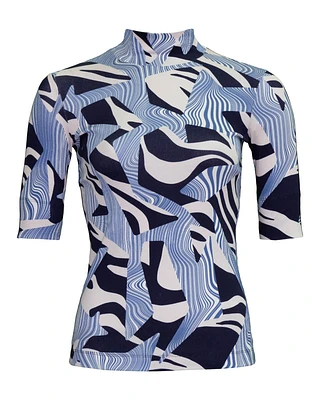Rib Print Mock Top