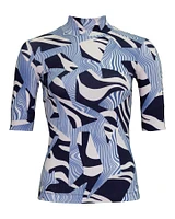 Rib Print Mock Top