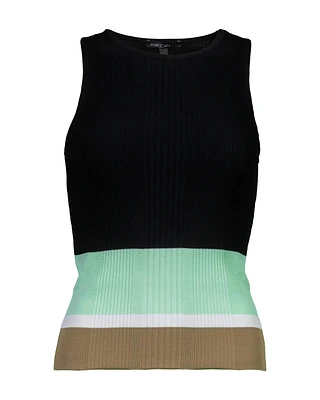 Marc Cain Ribbed Knit Non Wool Colorblock Shell