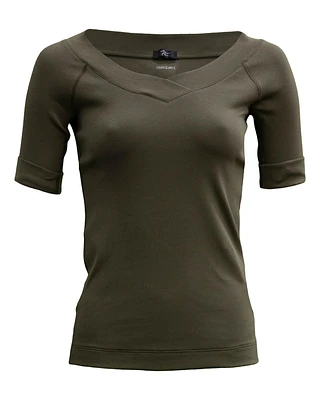 Ribbed V Tee Olive