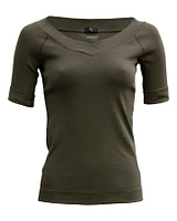 Ribbed V Tee Olive
