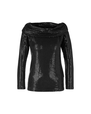 Marc Cain Sequin Wide Collar Top