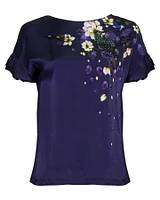 Silk Print Cotton Back Blouse