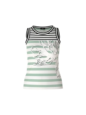 Marc Cain Sleeveless Stripes With Overprint Tank