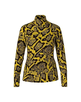 Marc Cain Snakeskin Print Mock Neck Tee