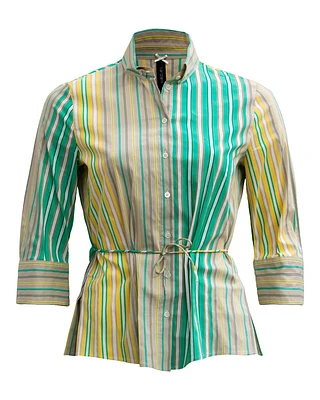 Striped Waist Tie Shirt