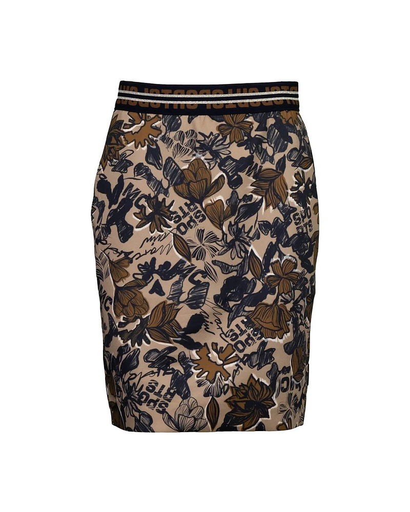 Tatoo Flower Print Scuba Skirt