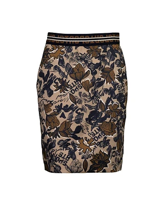 Tatoo Flower Print Scuba Skirt