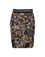 Tatoo Flower Print Scuba Skirt