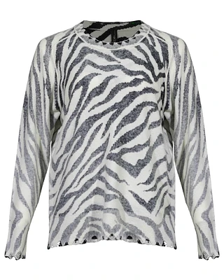 Zebra Print Cashmere Wool Sweater