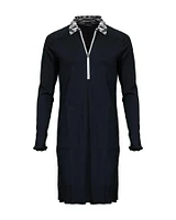 Zip Front Contrast Collar Dress