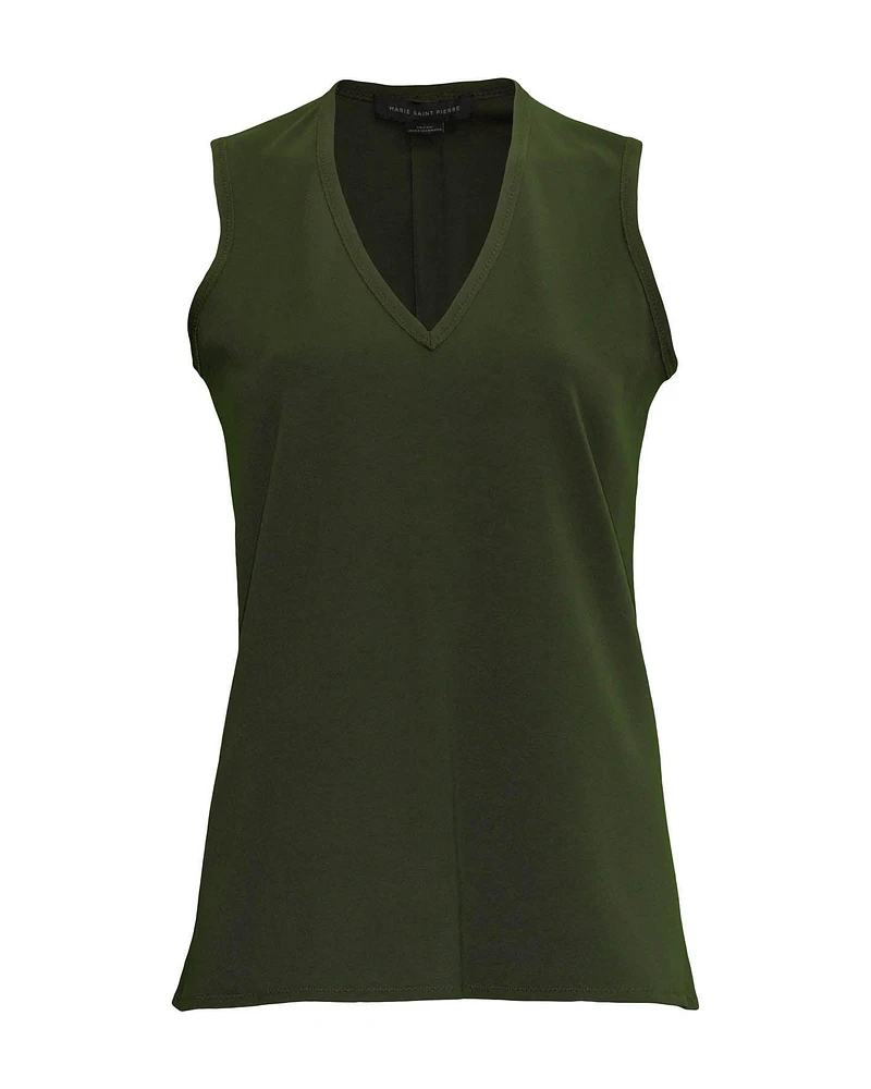 Monserrate V-Neck Top Kaki