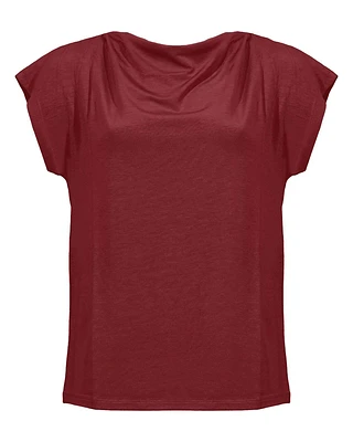 Multid Drape Neck T-Shirt Cherry