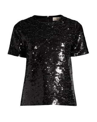 Crew Sequin Crop T-Shirt