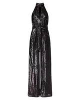Sequin Halter Wide Leg Jumpsuit