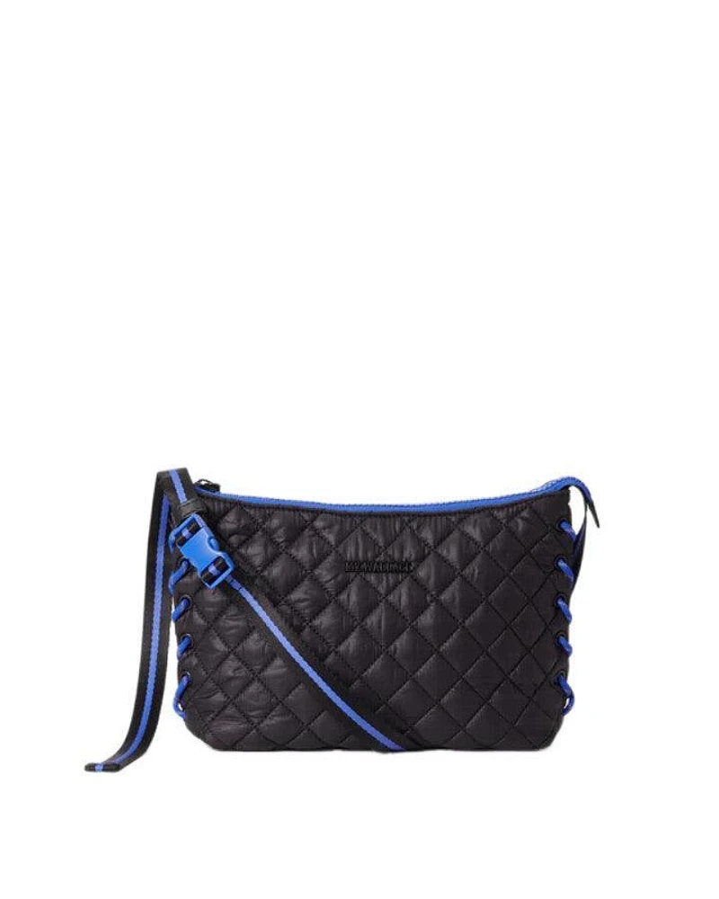 Black and Cobalt Small Lace Up Crossbody Bag