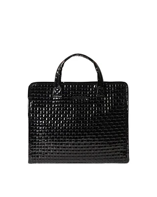Black Lacquer Woven Medium Box Tote