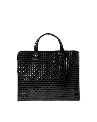 Black Lacquer Woven Medium Box Tote