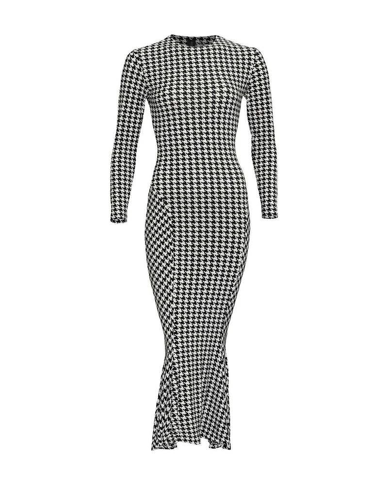 Check Print Fishtail Dress
