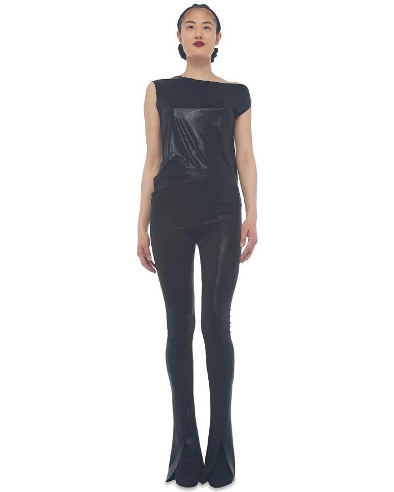 Norma Kamali Drop Shoulder Lame Sleeveless Top