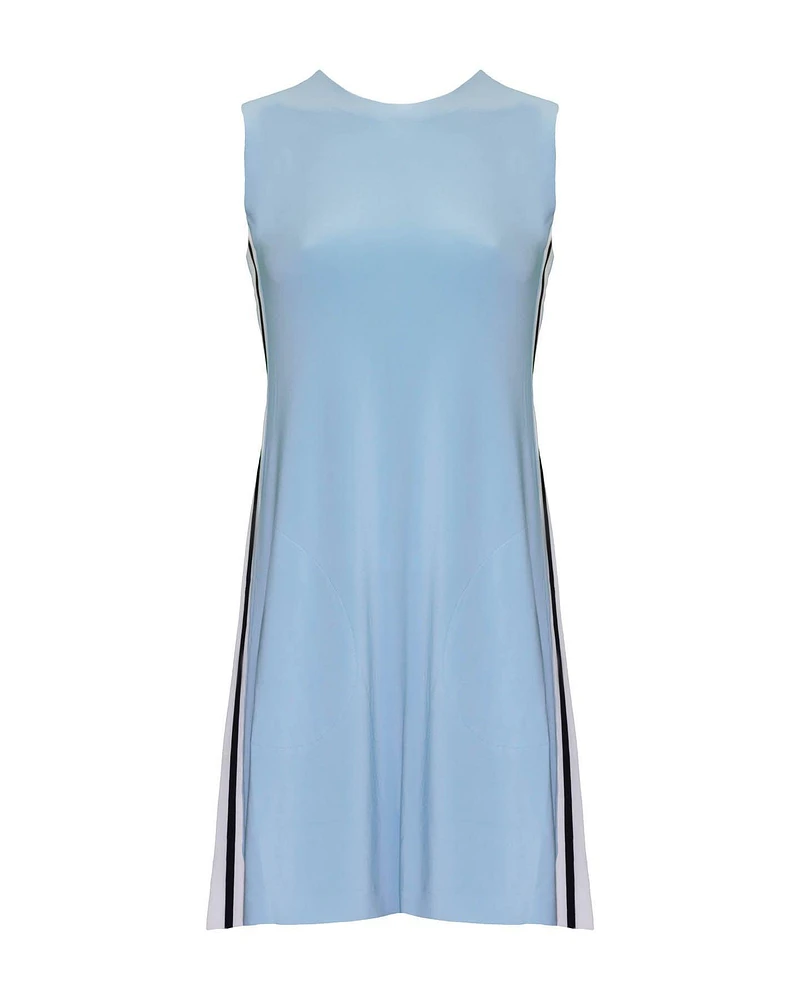 Side Stripe Sleeveless Swing Dress Powder Blue