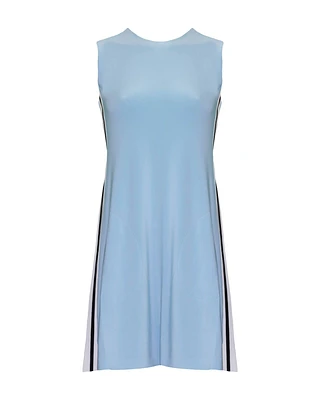 Side Stripe Sleeveless Swing Dress Powder Blue