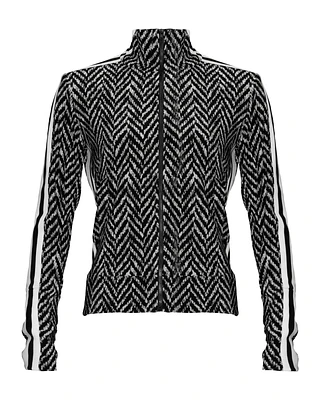 Side Stripe Zip Up Jacket Herringbone