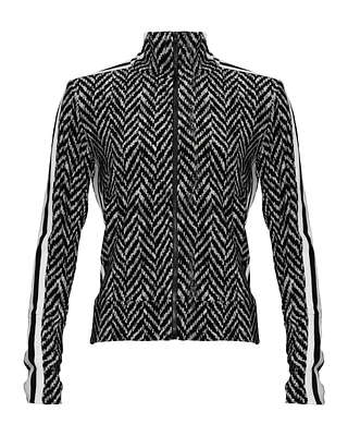 Side Stripe Zip Up Jacket Herringbone