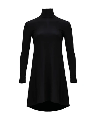 Turtle Neck Knee Length Swing Dress