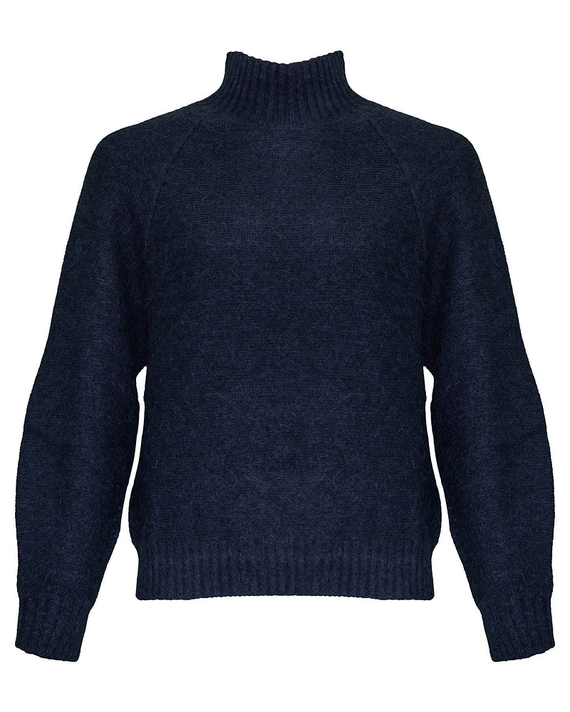 Mock Neck Wool Blend Pullover
