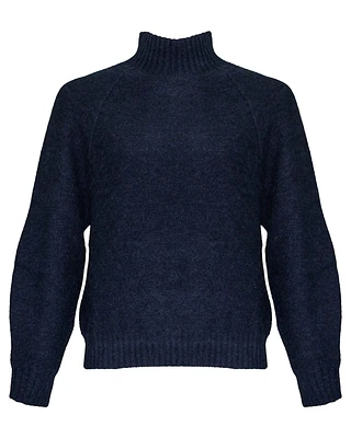 Mock Neck Wool Blend Pullover