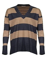 Contrast Stripe V-Neck Sweater