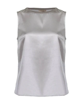 Neck Detail Silk Tank Top