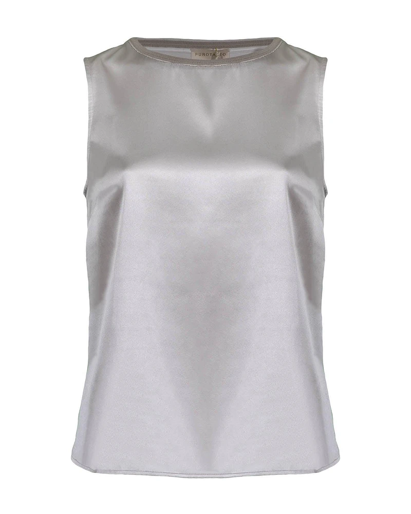 Neck Detail Silk Tank Top